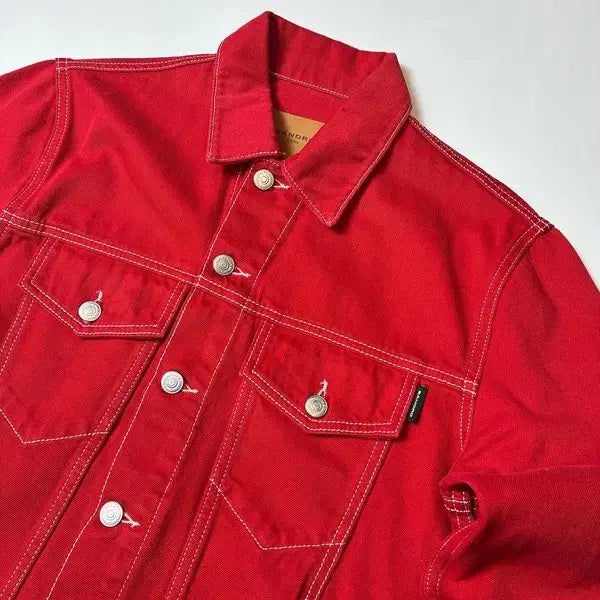 [BUNJANG] Sandro Homme Red Trucker Denim Jacket / 산드로 옴므 레드 트러커 데님 자켓 PN8169