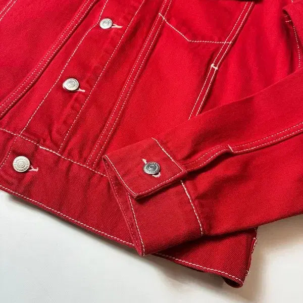 [BUNJANG] Sandro Homme Red Trucker Denim Jacket / 산드로 옴므 레드 트러커 데님 자켓 PN8169
