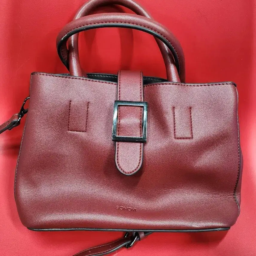 [BUNJANG] SONOVI Burgundy Tote Bag / SONOVI 버건디 토트백 숄더백 클러치분리
