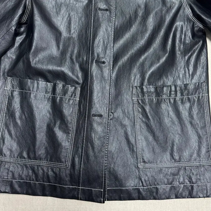 [BUNJANG] Marithe Stitch Leather Jacket S / 마리떼 스티치 레더자켓 S