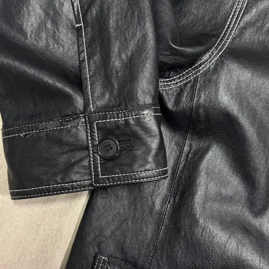 [BUNJANG] Marithe Stitch Leather Jacket S / 마리떼 스티치 레더자켓 S