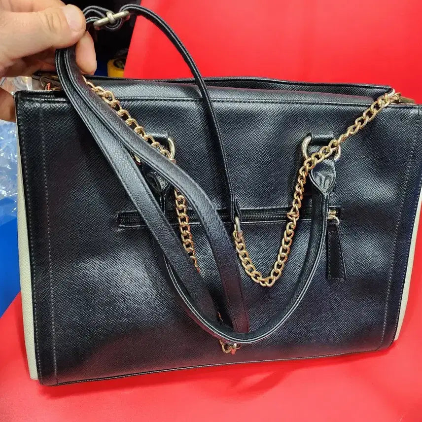 [BUNJANG] Anne Klein Black Tote Shoulder Bag / 앤클라인 블랙 토트백 숄더백 체인 스트랩