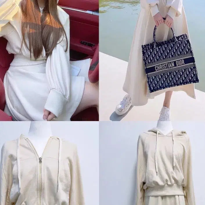 [BUNJANG] Mayyun Training Hoodie Long Skirt Set-up Beige / 메이윤 트레이닝 후드티 롱 스커트 셋업 베이지컬러