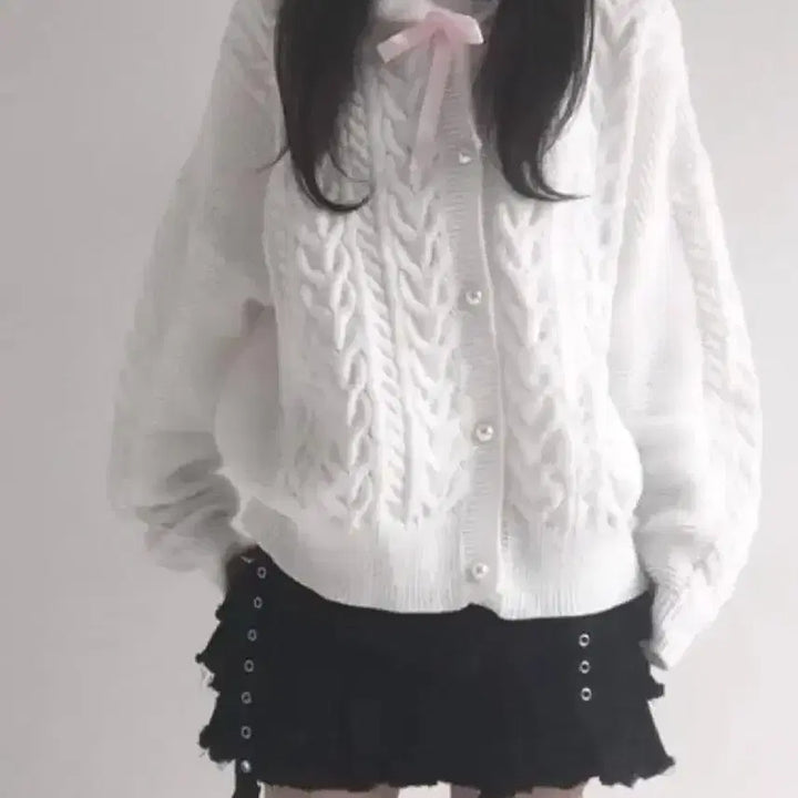 [BUNJANG] ZzD White Cable Knit Cardigan / 젯젯디 zzd 화이트 꽈배기 니트 가디건