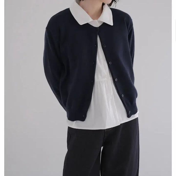 [BUNJANG] Mirinae Momentree Round Cardigan Deep Navy / 미리내로 모먼트리 라운드 가디건 딥네이비