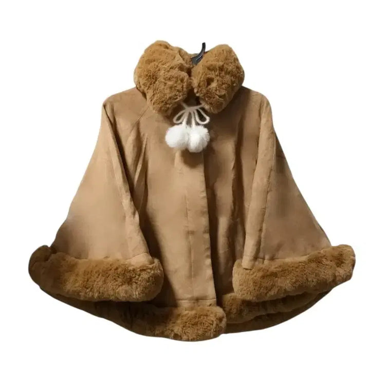 [BUNJANG] Cecil McBee Cape Coat with Pompom / 세실맥비 케이프 망토코트 라떼히메갸루 빈티지