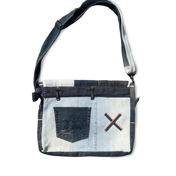 [SOLD OUT] 빈티지 데님패치 리워크 메신저 백