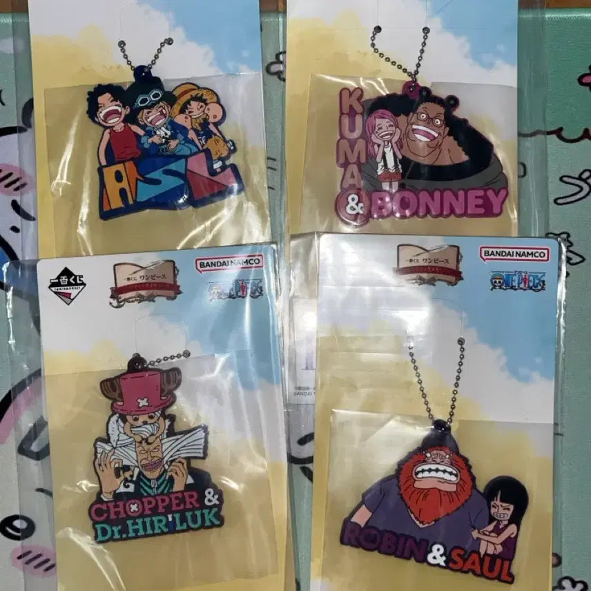 [BUNJANG] One Piece Dramatic Showcase Rubber Key Holder Bundle Set / 원피스 제일복권 드라마틱 메모리즈 러버 키홀더 I상 일괄4종