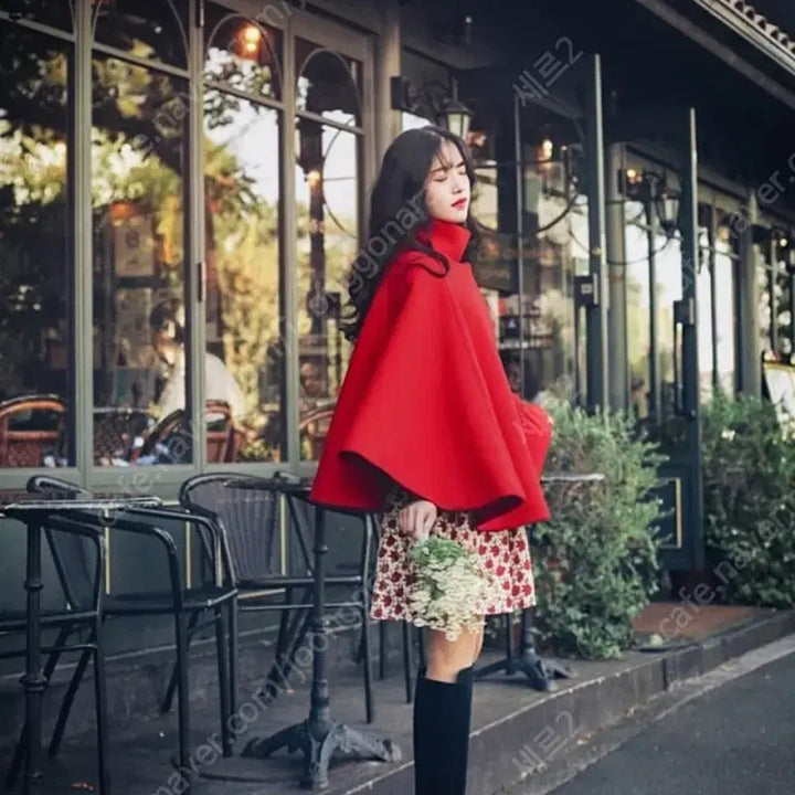 [BUNJANG] Milkcocoa Red Cape Coat Vintage / 밀크코코아 레드 케이프 코트 망토 빈티지