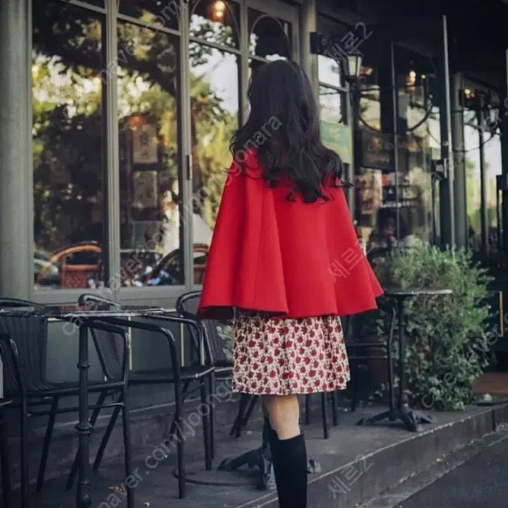 [BUNJANG] Milkcocoa Red Cape Coat Vintage / 밀크코코아 레드 케이프 코트 망토 빈티지