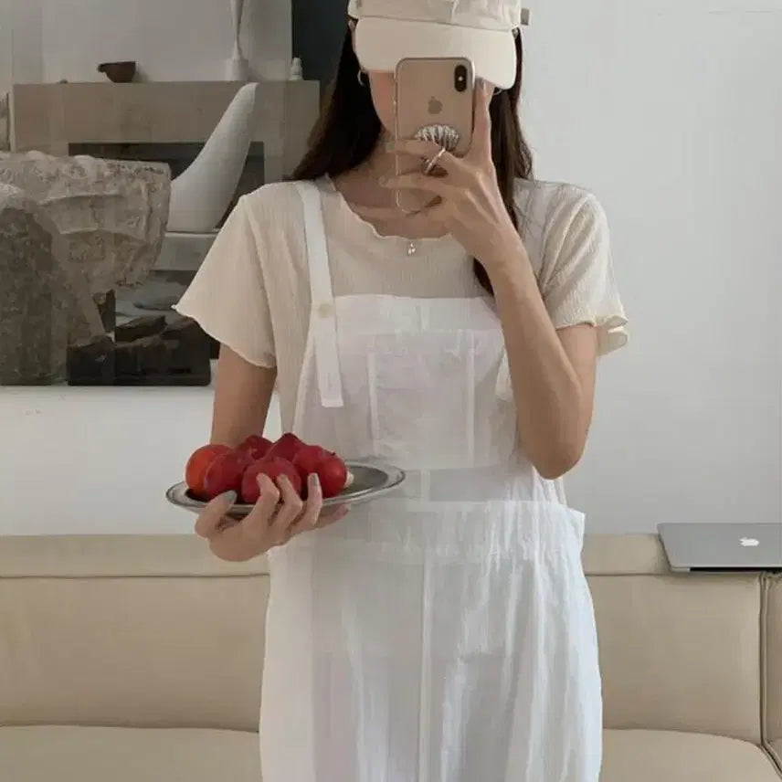 [BUNJANG] Ordinaryment Overall Dress White / 오디너리먼트 오버롤 원피스 화이트
