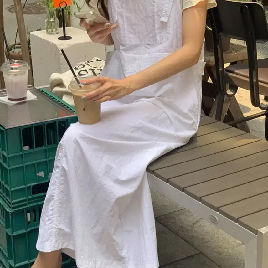 [BUNJANG] Ordinaryment Overall Dress White / 오디너리먼트 오버롤 원피스 화이트