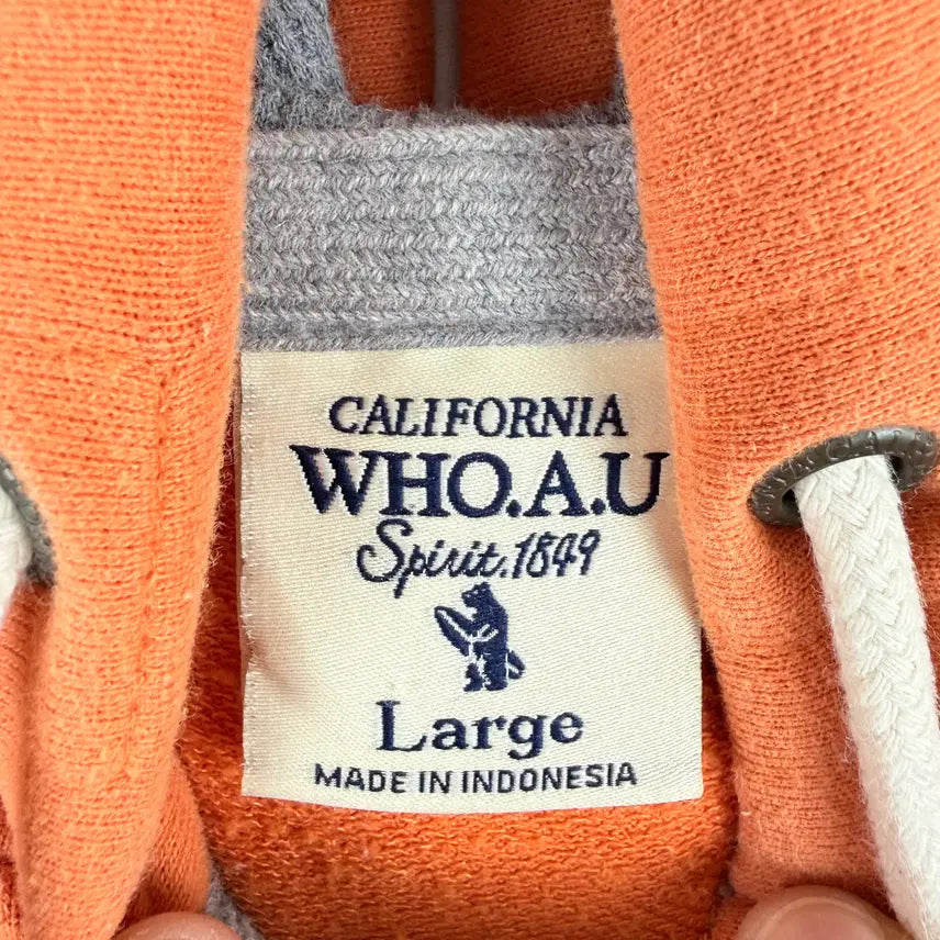 [BUNJANG] Who.A.U Patch Logo Hoodie Zip-Up Orange / (L) 후아유 패치로고 후드집업 오렌지