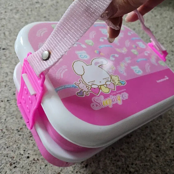 [BUNJANG] Sleepingko Lunch Box with Stickers / 고전 바른손 슬리핑코 도시락 레어템 스티커 집게 보관가능 영아트