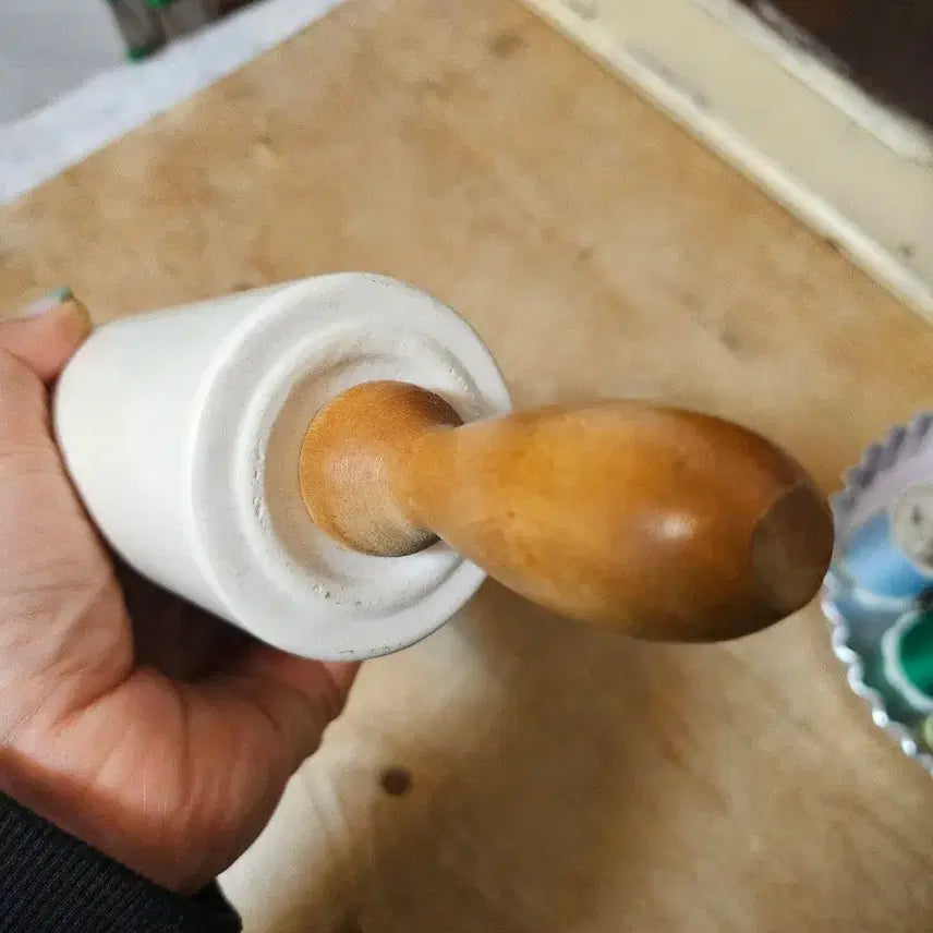[BUNJANG] Vintage Blue Flower Pattern Ceramic Rolling Pin / <무료배송>빈티지 블루 플라워 패턴 도자기 밀대 35x6.5
