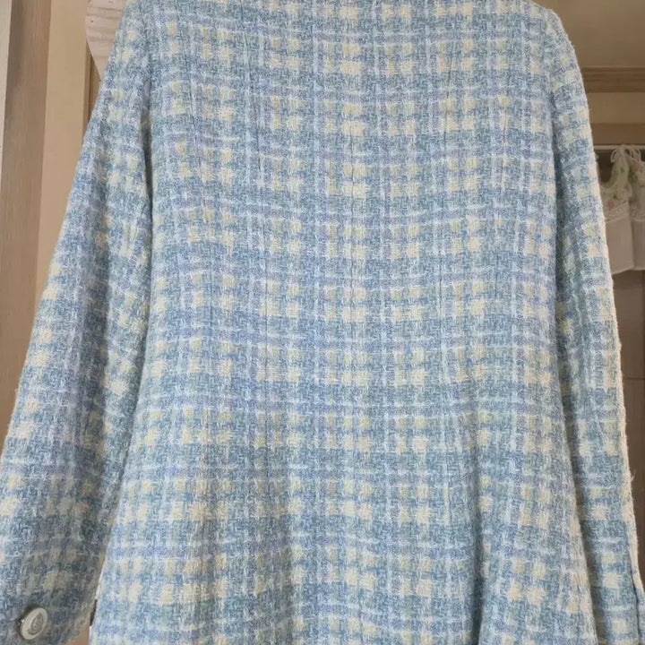 [BUNJANG] Sky Blue Tweed Jacket 55 / 하늘색 트위드 쟈켓 55