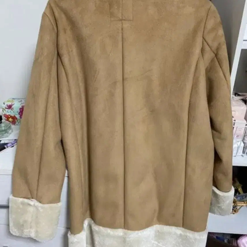 [BUNJANG] Vintage Suede Mouton Belted Jacket / 빈티지 스웨이드 무스탕 벨트 자켓 라떼갸루
