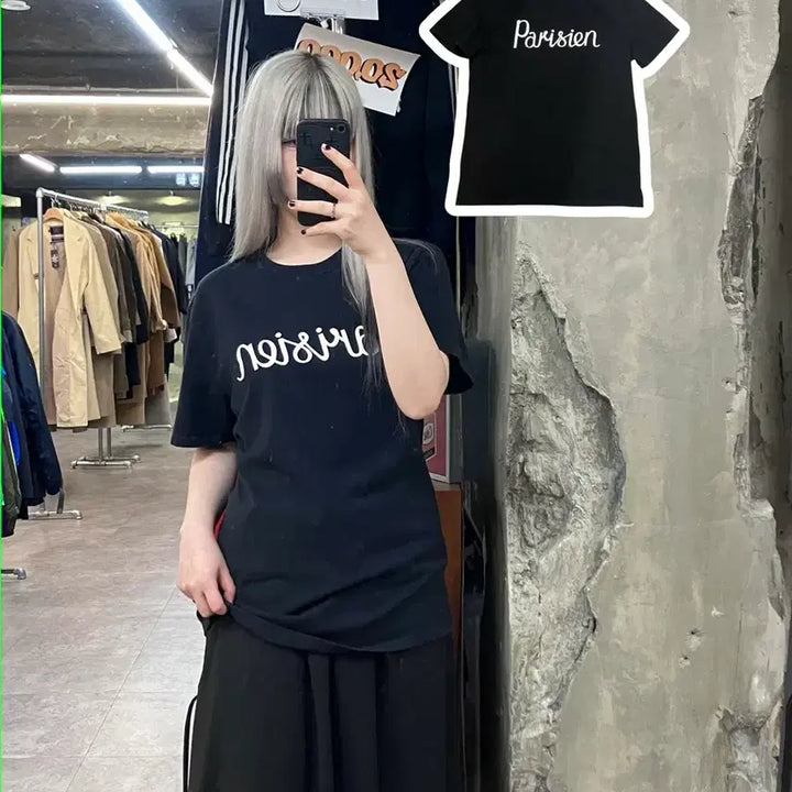 [BUNJANG] Maison Kitsune Printed T-shirt Black M / 메종키츠네 프린팅 반팔 티셔츠 블랙 M   
