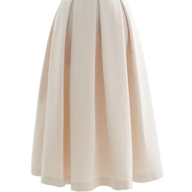 [BUNJANG] Five Avenue Hepburn Pleated Long Skirt Beige / 파이브에비뉴 햅번 플리츠 롱 스커트 베이지-데이트, 상견례, 2부드레스