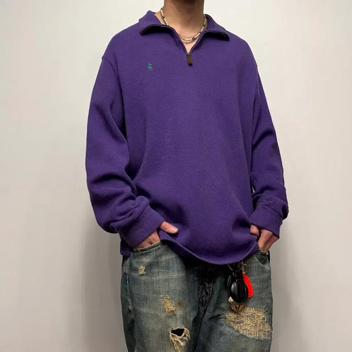 [BUNJANG] Polo Ralph Lauren Half-Zip Cotton Knit Sweater / Polo RalphLauren 폴로랄프로렌 하프집업 코튼 니트 신형