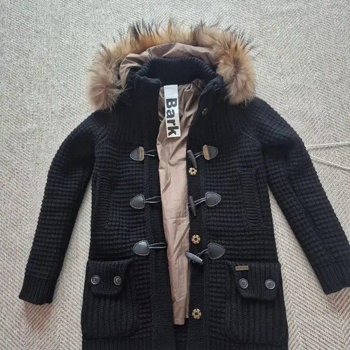 [BUNJANG] Bark Black Knit Duffle Coat / Bark 바크 블랙 니트 더플 코트