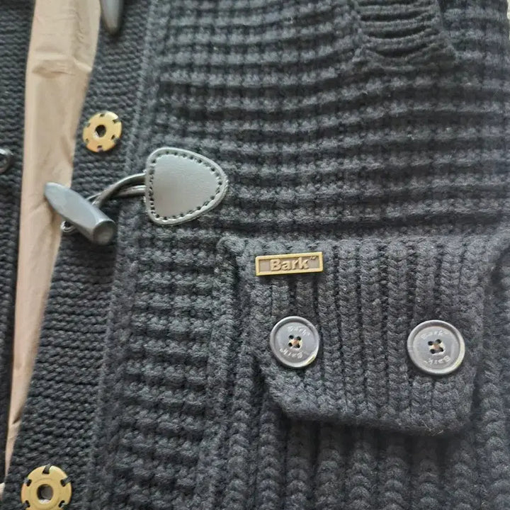 [BUNJANG] Bark Black Knit Duffle Coat / Bark 바크 블랙 니트 더플 코트