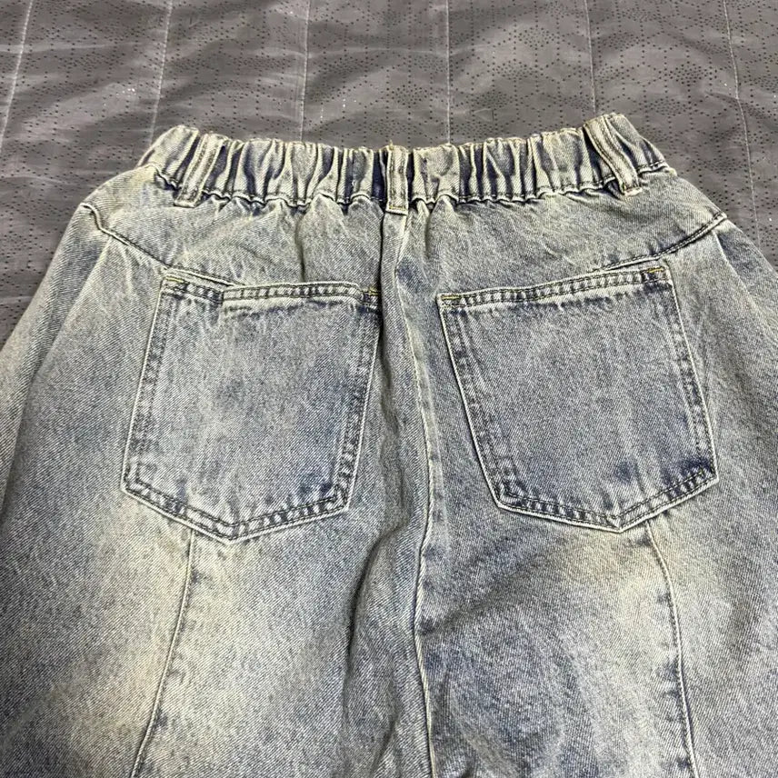 [BUNJANG] Balloon Fit Pleated Wide Leg Denim Pants / (새상품)벌룬핏 핀턱 절개 와이드 데님팬츠