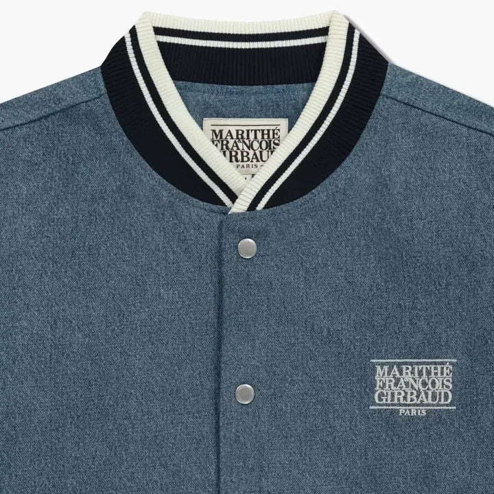 [BUNJANG] Marithe Denim Varsity Jacket (Light Blue, L) / (새상품)마리떼 데님 바시티 자켓 라이트 블루 L