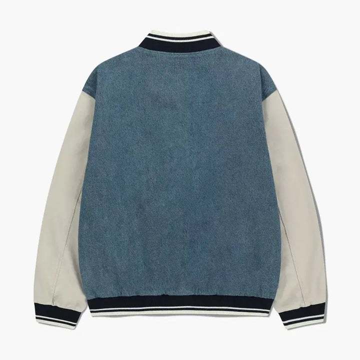 [BUNJANG] Marithe Denim Varsity Jacket (Light Blue, L) / (새상품)마리떼 데님 바시티 자켓 라이트 블루 L