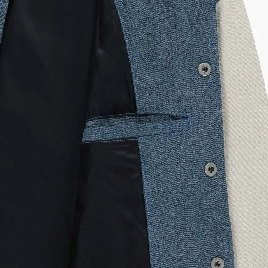 [BUNJANG] Marithe Denim Varsity Jacket (Light Blue, L) / (새상품)마리떼 데님 바시티 자켓 라이트 블루 L
