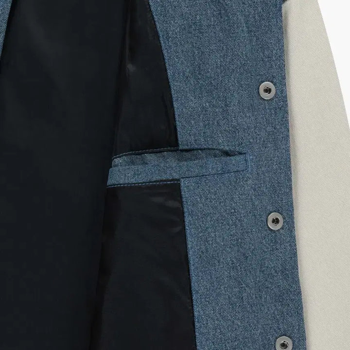 [BUNJANG] Marithe Denim Varsity Jacket (Light Blue, L) / (새상품)마리떼 데님 바시티 자켓 라이트 블루 L