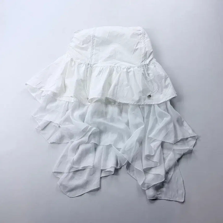 [BUNJANG] Tuomio Layered Chiffon Skirt White / 뚜오미오 레이어드 쉬폰 스커트 화이트