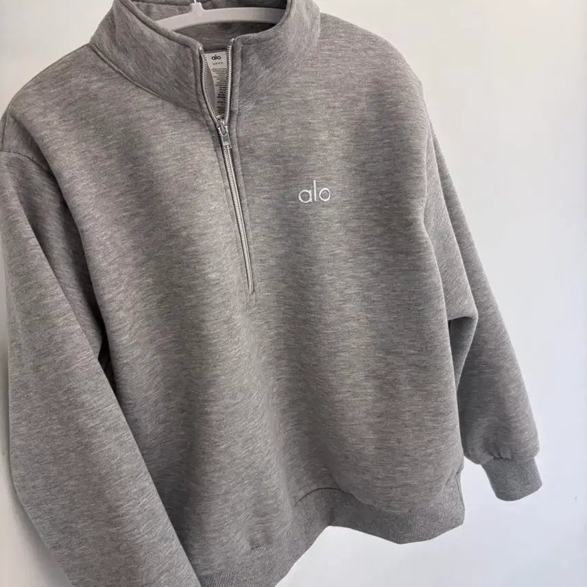 [BUNJANG] Allo Gray Half-Zip Sweatshirt S / 알로 정품 그레이 반집업 맨투맨 S 기장 정리 수선 / 11월 구매