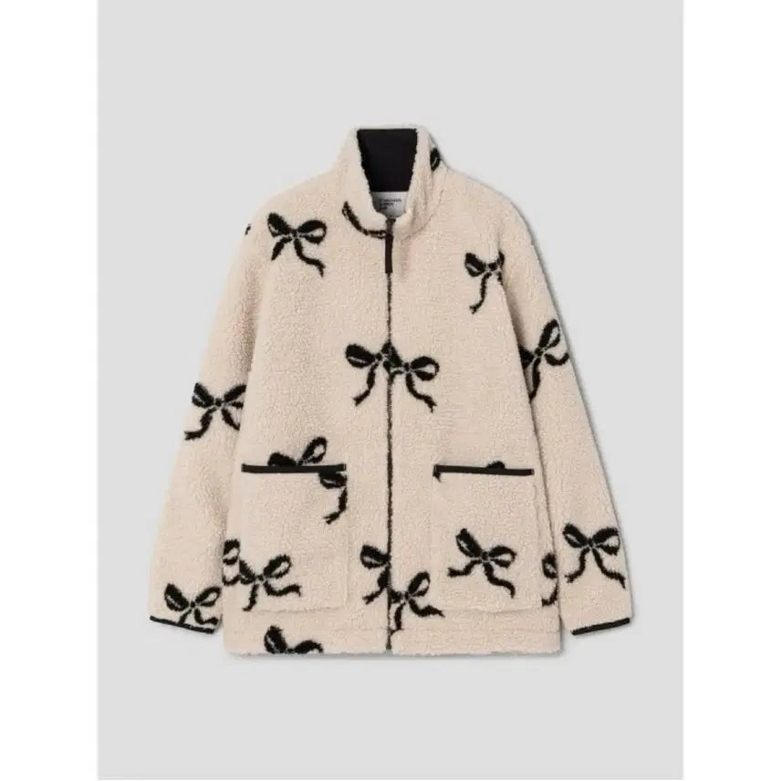 [SOLD OUT] [에잇세컨즈] 리본 패턴 플리스 점퍼 베이지 (355Y39LY1A)
