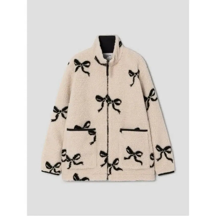 [SOLD OUT] [에잇세컨즈] 리본 패턴 플리스 점퍼 베이지 (355Y39LY1A)
