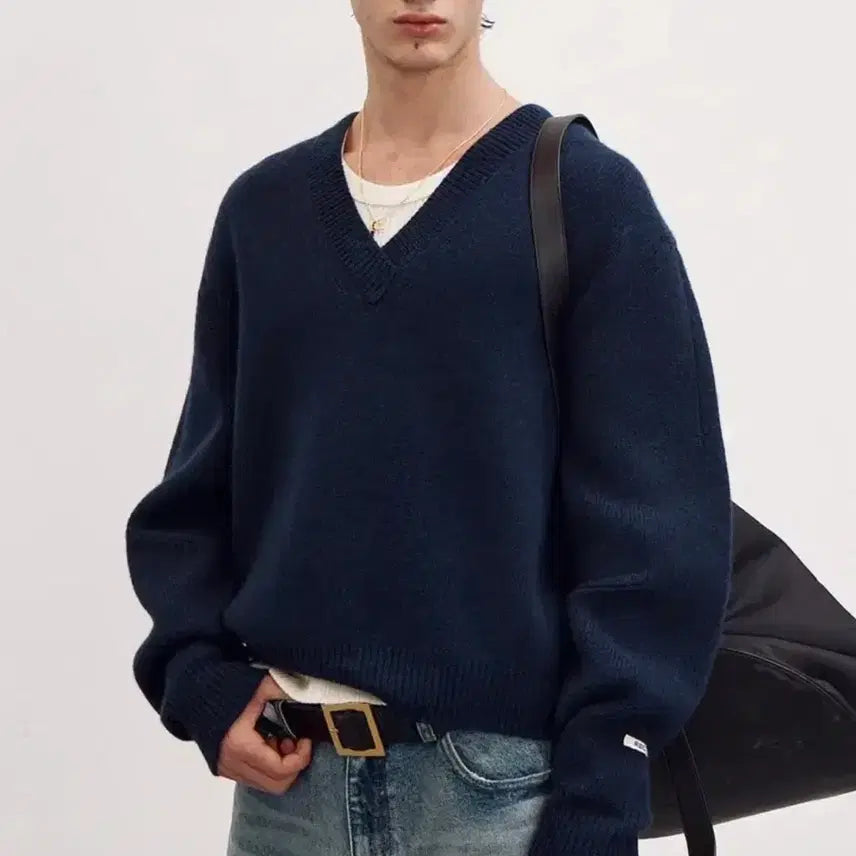 [BUNJANG] RECTO Chunky V-Neck Knit M / 렉토 청키 브이넥 니트 m