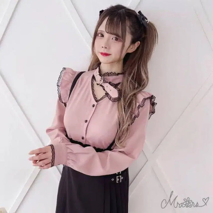 [BUNJANG] MARS Heart Buckle Blouse Pink / 마즈 MARS 하트 버클 블라우스 핑크 유아탸 지뢰계 양산형 양지뢰