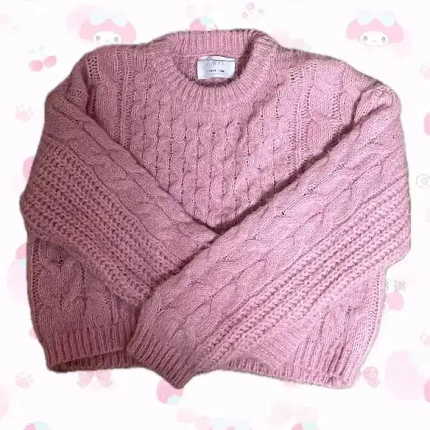 [BUNJANG] ZARA Pink Cable Knit Sweater / 자라 핑크 꽈배기 니트 스웨터