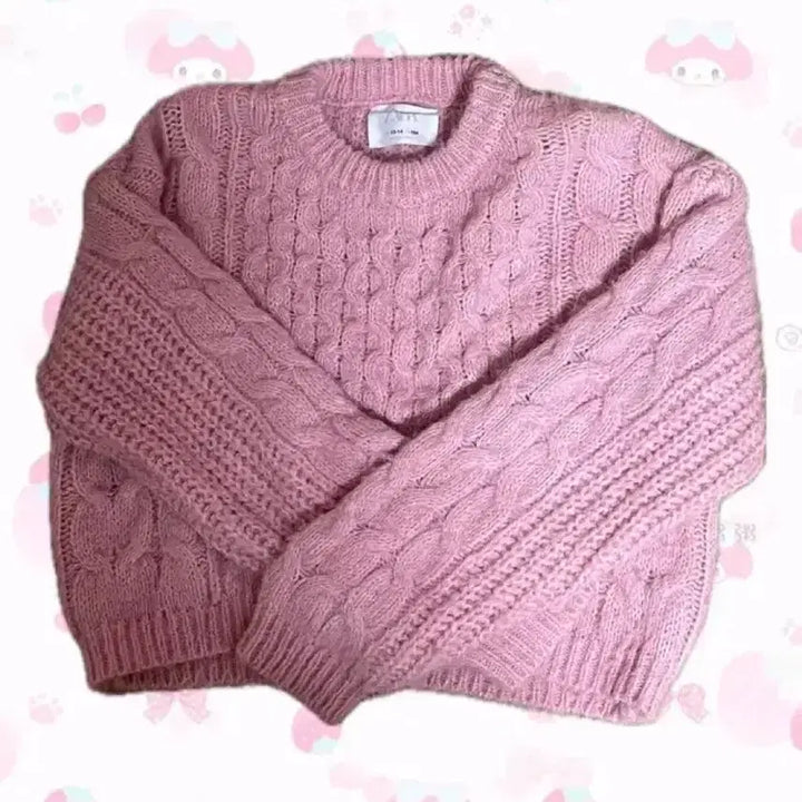 [BUNJANG] ZARA Pink Cable Knit Sweater / 자라 핑크 꽈배기 니트 스웨터