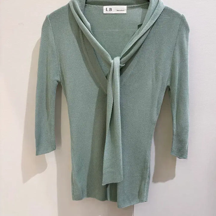 [BUNJANG] V-Neck Tie Knit Top / 민트 브이넥 타이 니트 여리핏 / 새상품 국내제작