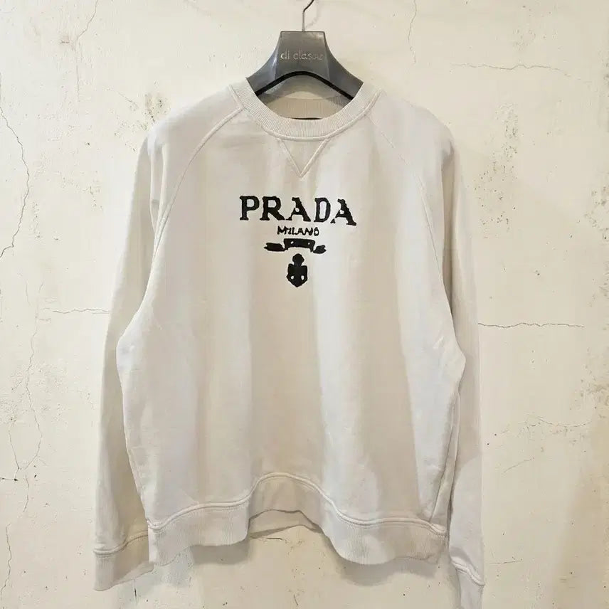 [BUNJANG] Prada Milano Crewneck Sweatshirt - White, L / 프라다 밀라노 흰색 맨투맨 L