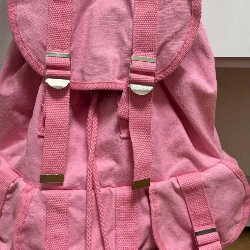 [BUNJANG] Vintage Pink Three-Pocket Backpack / 빈티지 핑크 쓰리포켓 백팩 가방