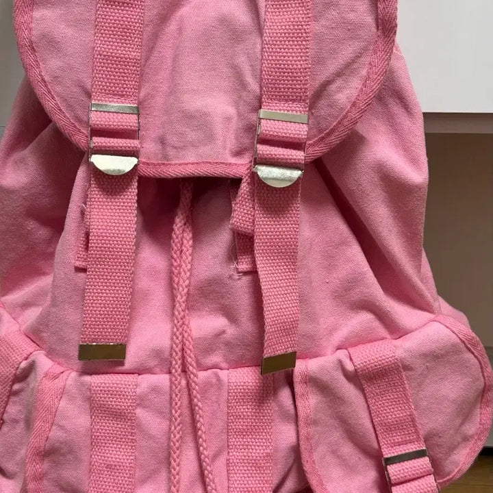 [BUNJANG] Vintage Pink Three-Pocket Backpack / 빈티지 핑크 쓰리포켓 백팩 가방