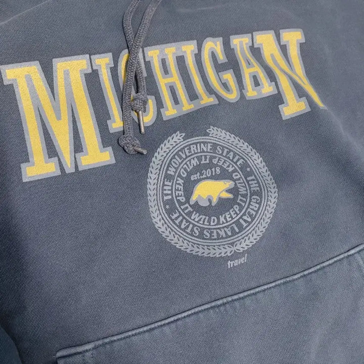 [BUNJANG] TRAVEL Michigan Wolverines Pigment Hooded Sweatshirt M / 트래블 미시간 울버린 후드티 M