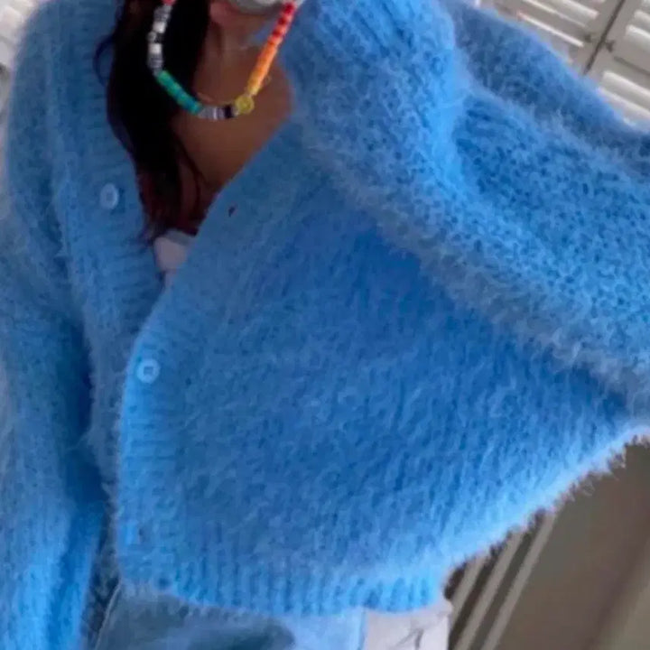[BUNJANG] Emma Boucle Blue Cardigan / 엠마 부클 블루 가디건