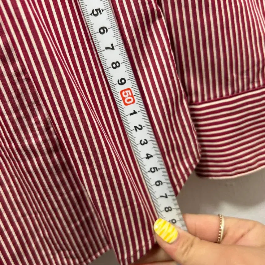[BUNJANG] Hazzys Red Stripe Long Sleeve Shirt S / 헤지스 레드 스트라이프 긴팔 셔츠 S
