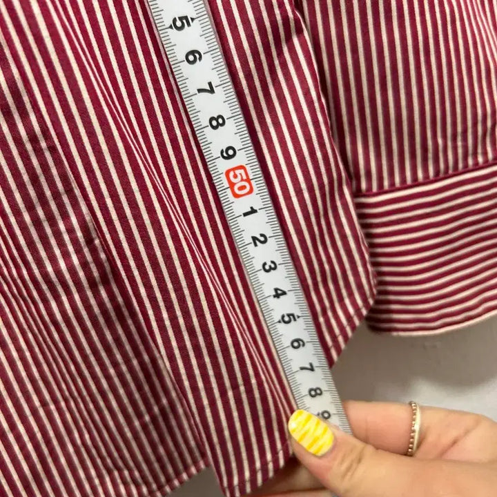 [BUNJANG] Hazzys Red Stripe Long Sleeve Shirt S / 헤지스 레드 스트라이프 긴팔 셔츠 S