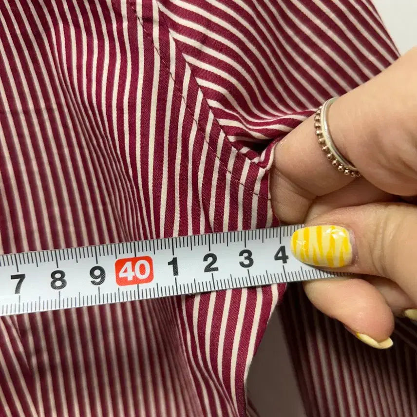 [BUNJANG] Hazzys Red Stripe Long Sleeve Shirt S / 헤지스 레드 스트라이프 긴팔 셔츠 S