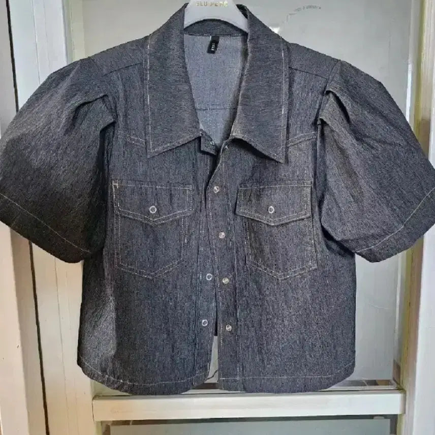 [BUNJANG] Luxurious "Jullug" Denim Set-up Puff Sleeve / 럭셜 줄로그 데님 셋업