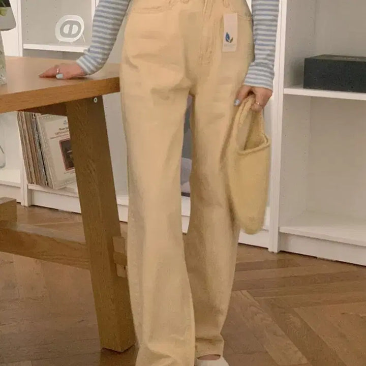 [BUNJANG] French of Candy Pop Pastel Yellow Wide Cotton Pants S / [새상품] 프렌치오브 캔디팝 옐로우 와이드 코튼 팬츠 S